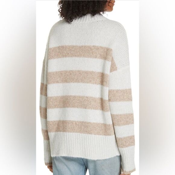 NEW! LA LIGNE Marin Striped Knitted Sweater In Cream & Tan Stripes - L - Picture 3 of 15